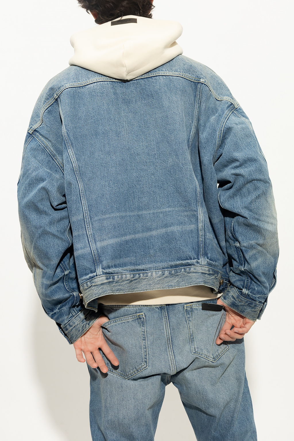 Fear of god on sale hooded denim jacket